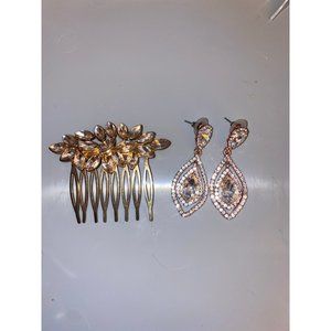 Rhinestone earring and hair pin